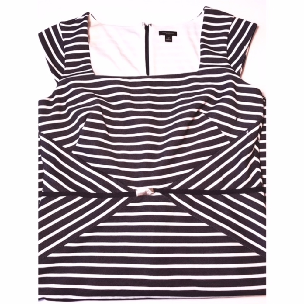 NWOT size 12 navy/white stripe Ann Taylor dress - Picture 2 of 7